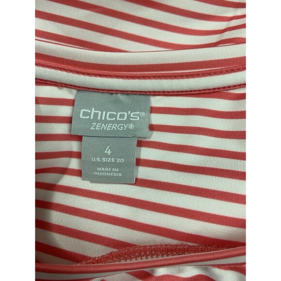 Chicos 4 T-shirt Womens XL Candy Striped Red White Long Sleeved Top Christmas - Picture 6 of 8